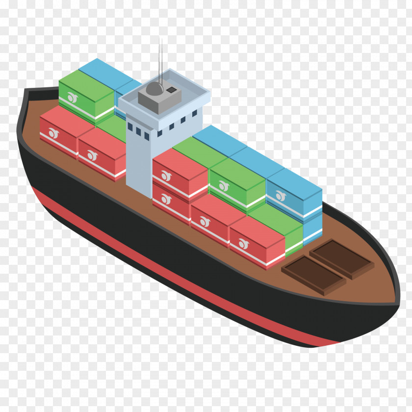 Vector Cartoon Shipping Ship Tanker Transport PNG