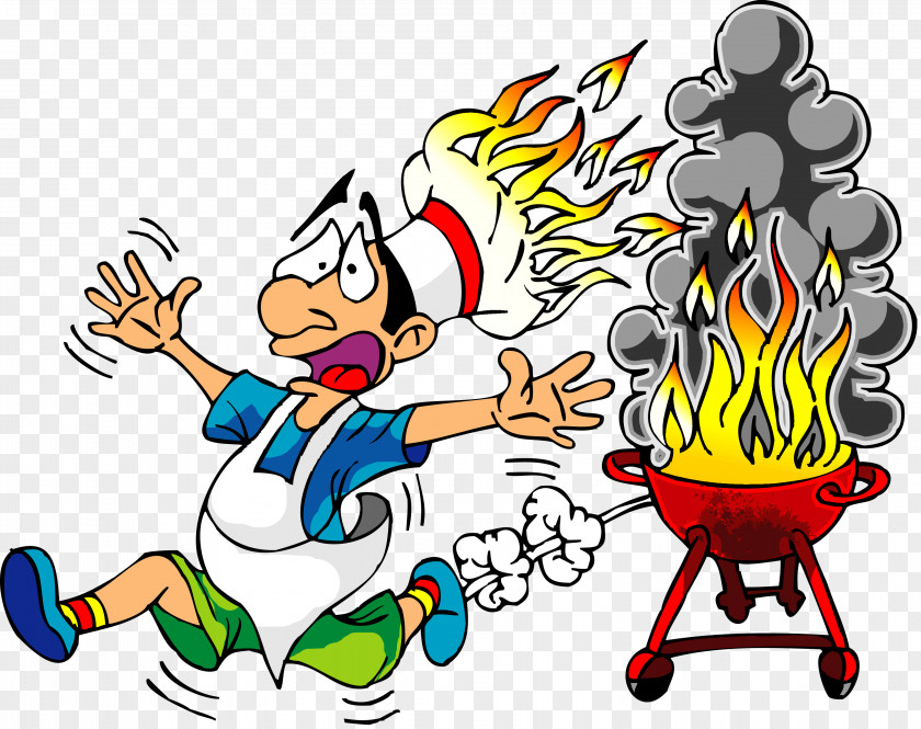 Cartoon Fire Barbecue Chicken Western BBQ Clip Art PNG