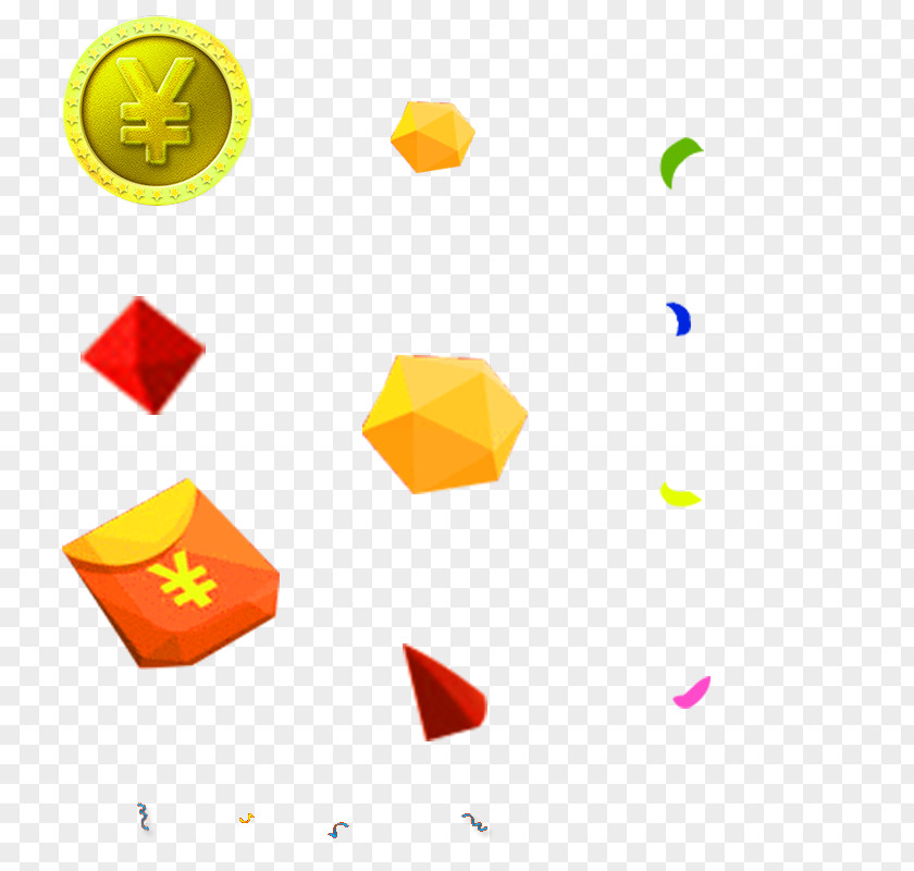Gold Coins Red Envelopes Geometric Shredded Paper Flower Floating Material Ribbon Clip Art PNG