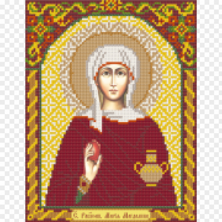 Mary Magdalene Cross-stitch Bead Embroidery PNG