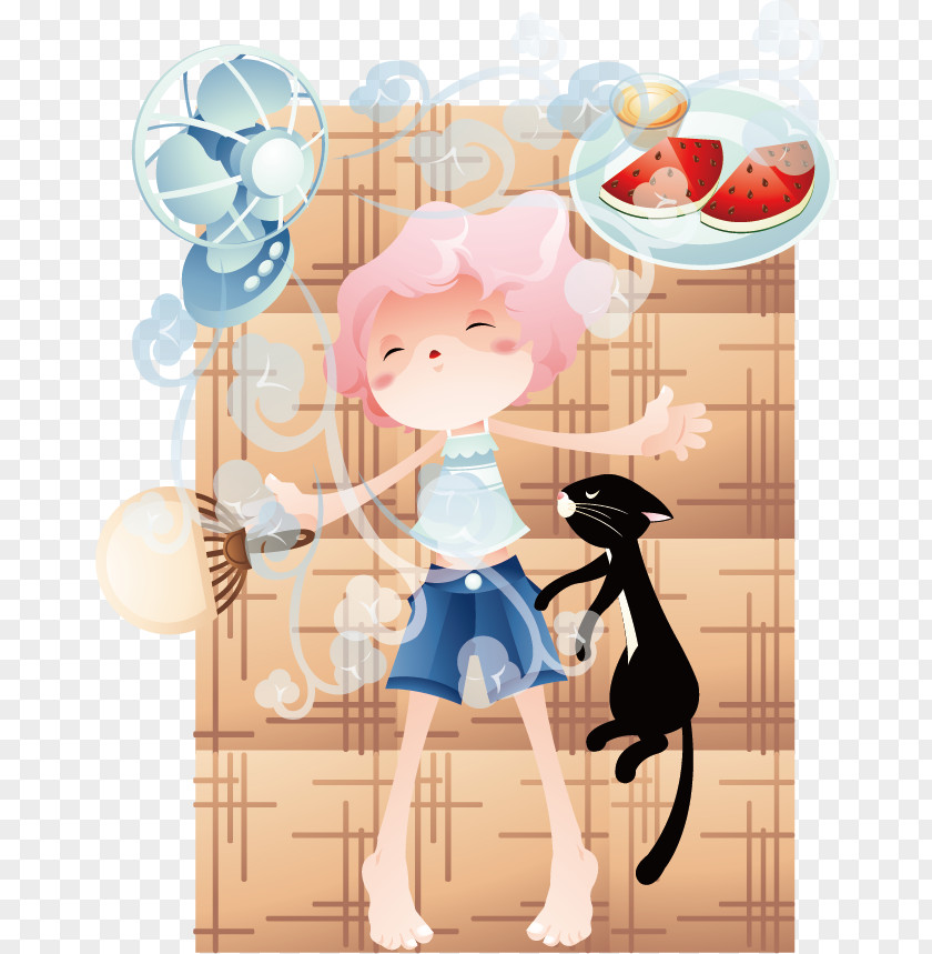 Lunch Time Cat Sleep Siesta Cartoon PNG