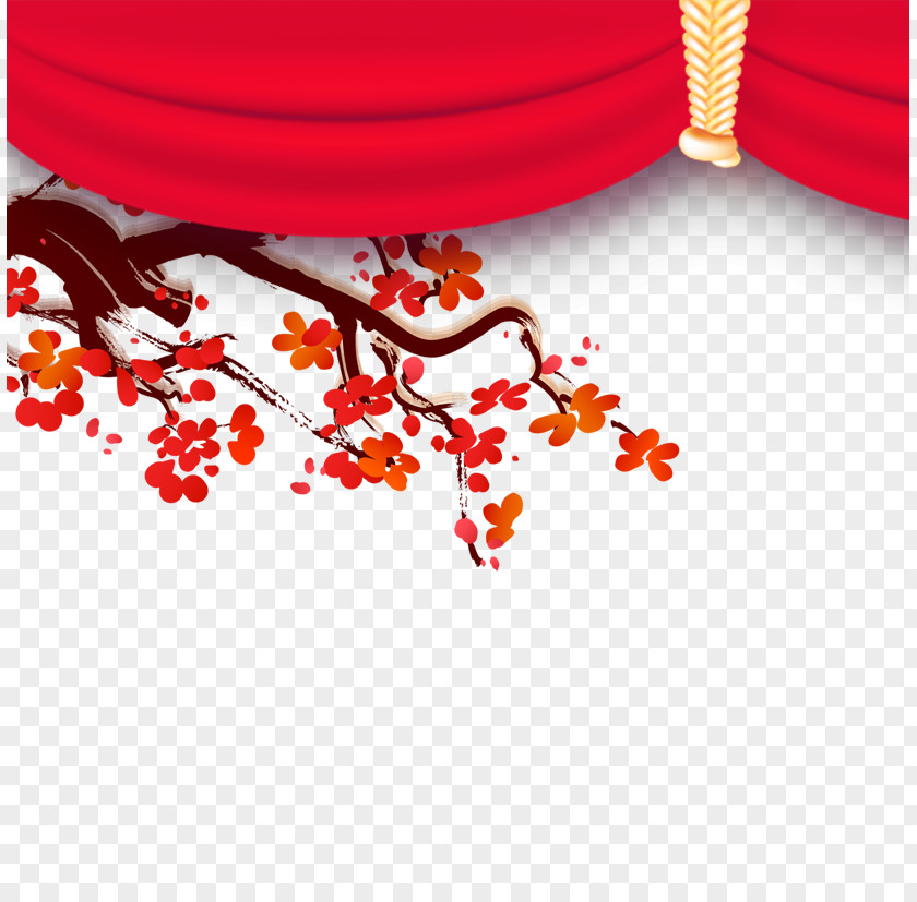 Plum Flower Poster Chinese New Year Adobe Illustrator PNG