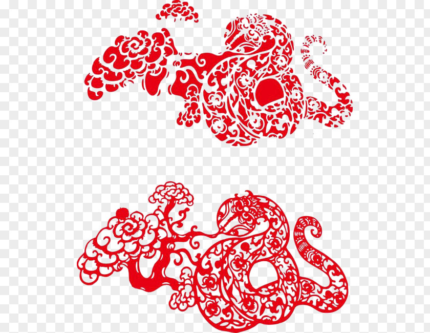 Snake Papercutting Vector Chinese Zodiac PNG