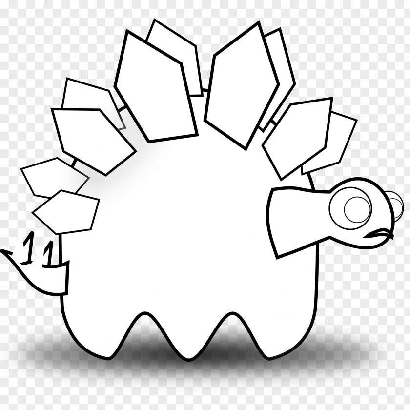 Stegosaurus Outline Black And White Coloring Book Clip Art PNG