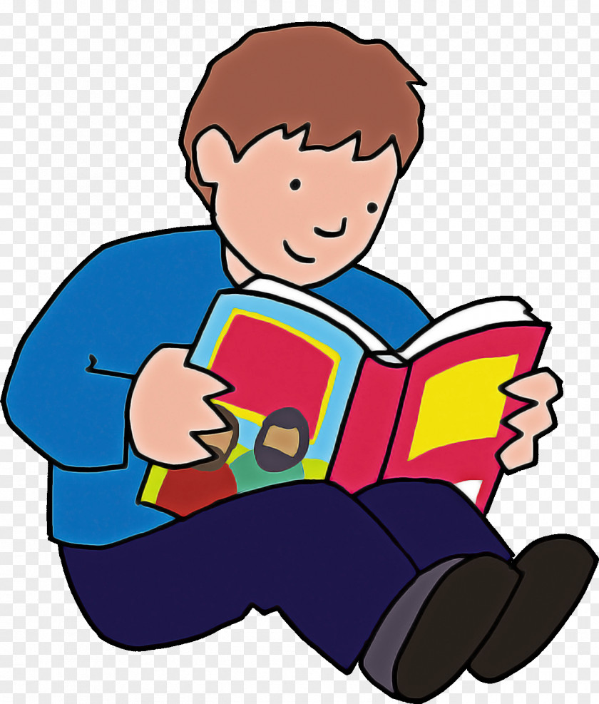 Cartoon Reading Sitting Child Finger PNG