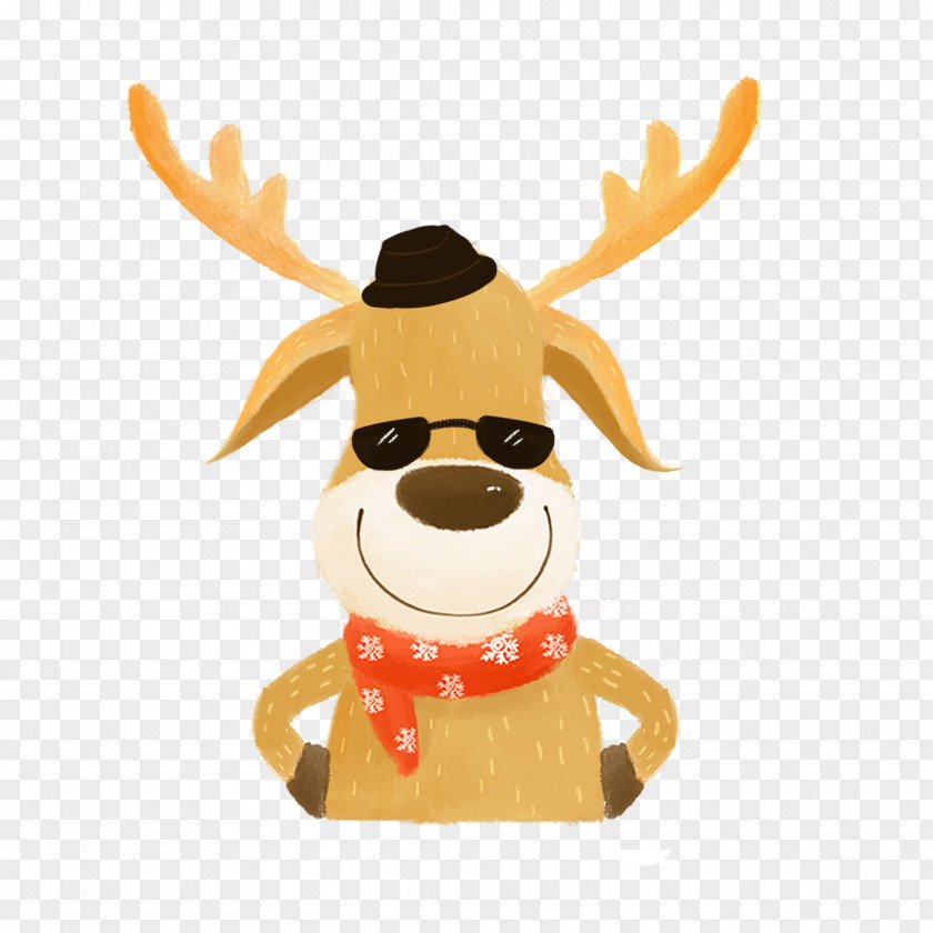 Cool Deer Reindeer Santa Claus Christmas PNG