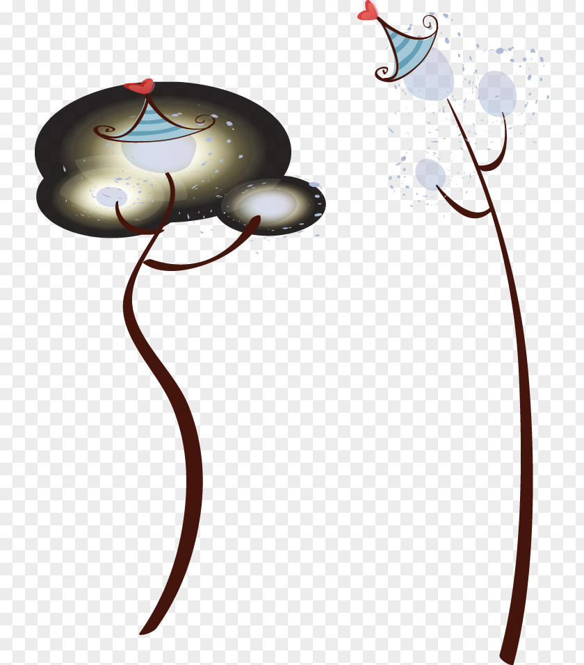 Two Cartoon Street Lights Light PNG