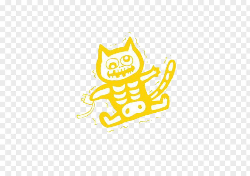 Yellow Electric Shock Cat Electrical Injury Cartoon Logo PNG