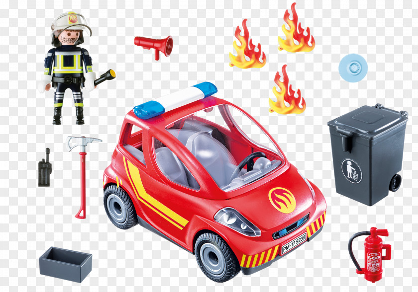 Fire Engine Playmobil Car Toy Firefighter PNG