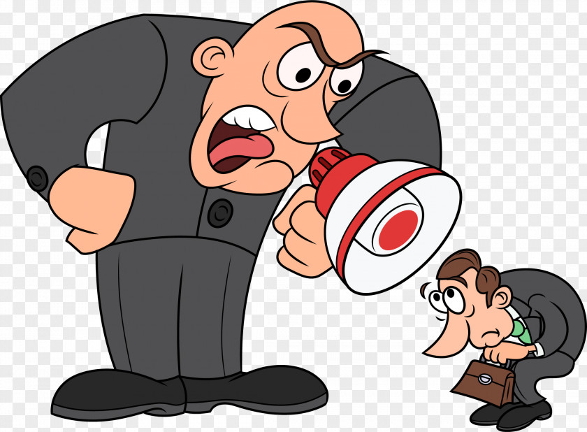 Vector Hand Painted Angry Boss Screaming Anger Clip Art PNG