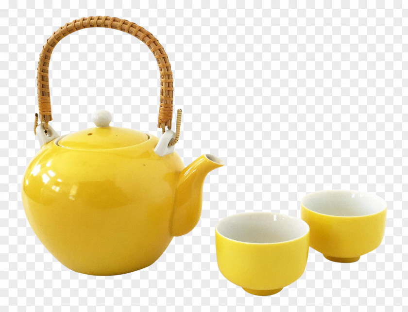 Yellow Teapot Kettle Tea Set Saucer PNG