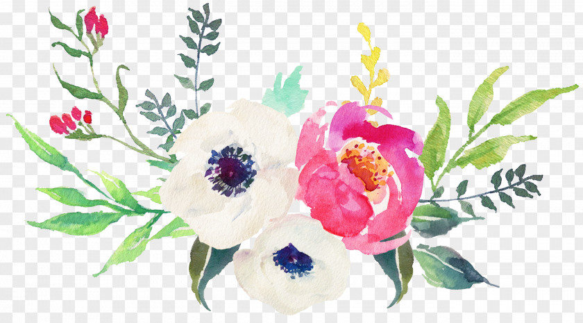 Watercolor Flowers Retro Style PNG flowers retro style clipart PNG