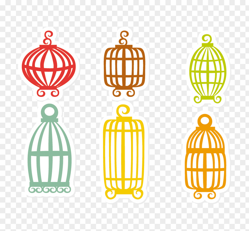 Color Cartoon Bird Cage Birdcage Euclidean Vector PNG