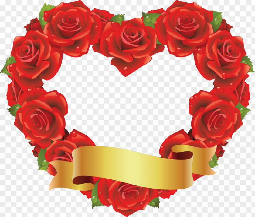 Bowknot Heart Shape Red Flower PNG