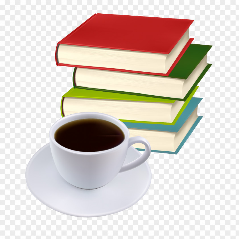Books And Coffee Vector Book Stack PNG