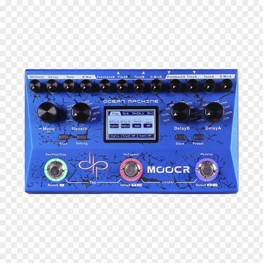 Electric Guitar Ocean Machine: Biomech Effects Processors & Pedals Mooer Audio Delay Guitarist PNG