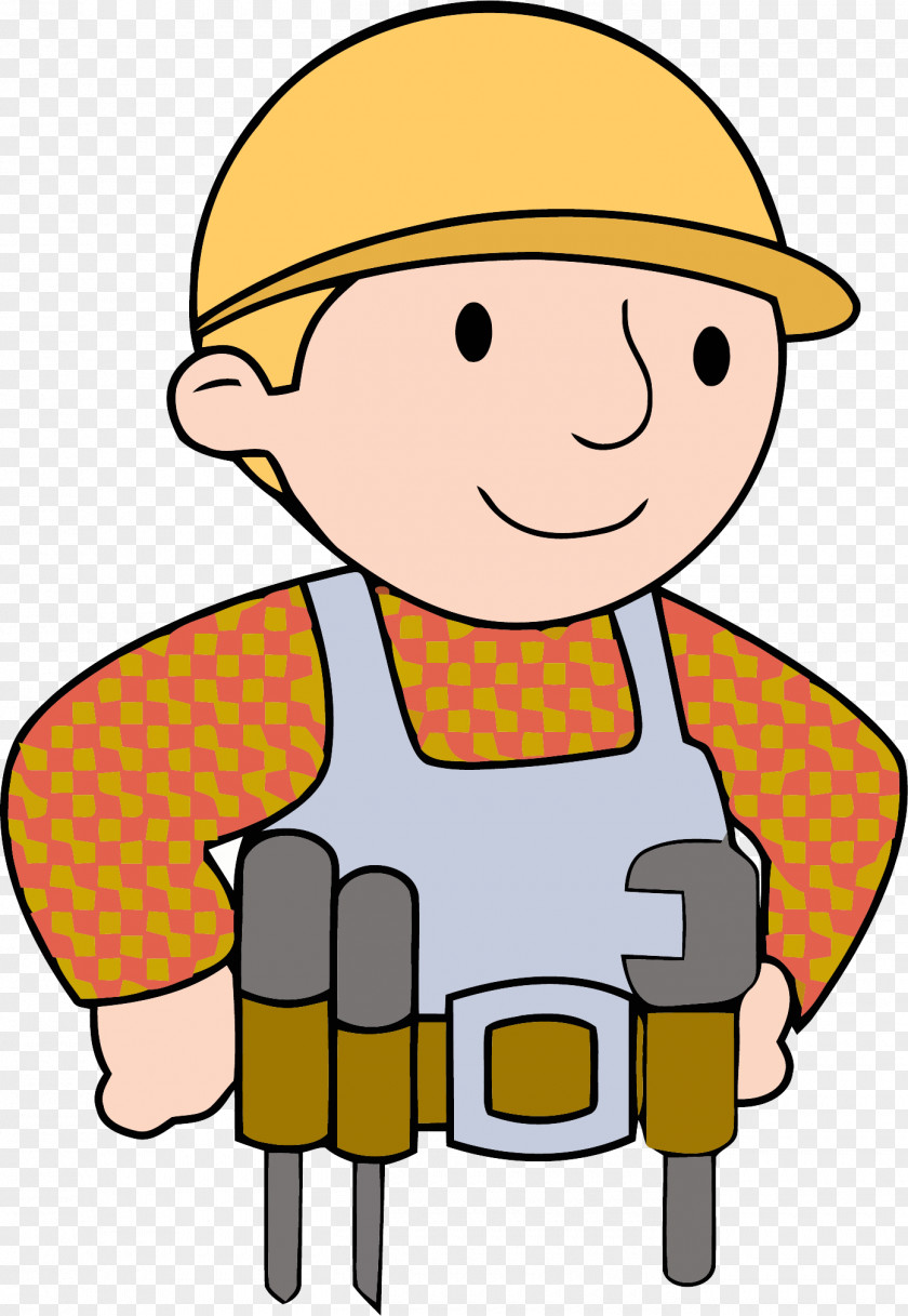 Pleased Headgear Cartoon Clip Art Construction Worker Yellow Male PNG