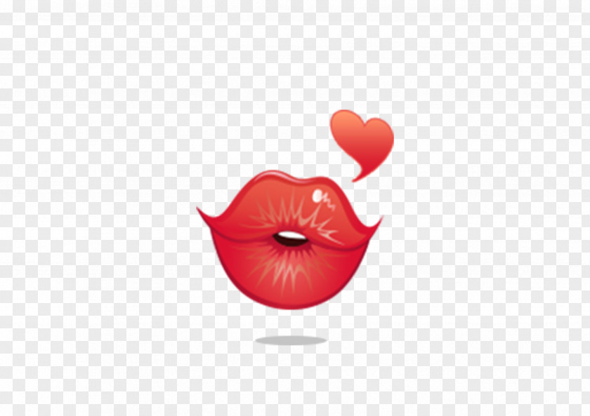 Cartoon Lips Heart Red Illustration PNG
