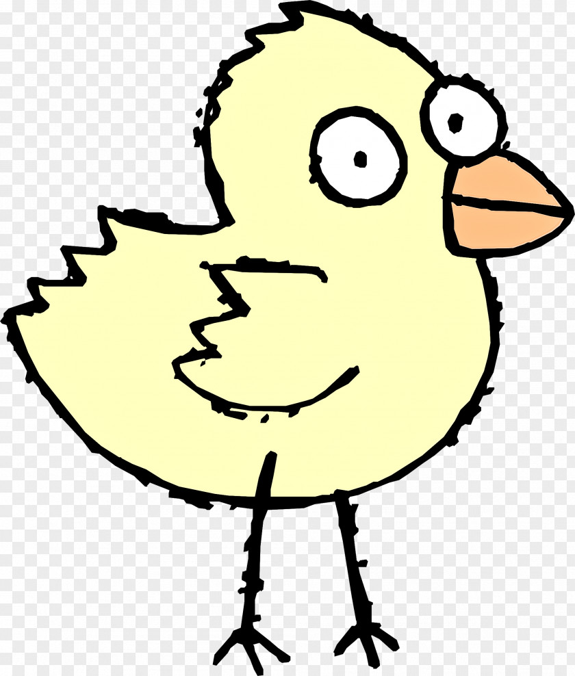 Happy Pleased Cartoon Beak Line Art Yellow Bird PNG