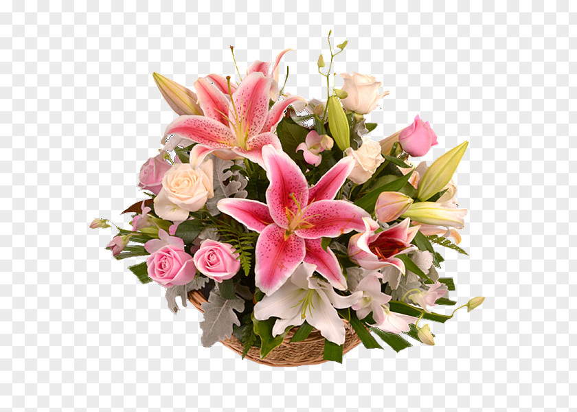 Rose Floral Design Basket Pink Flower PNG