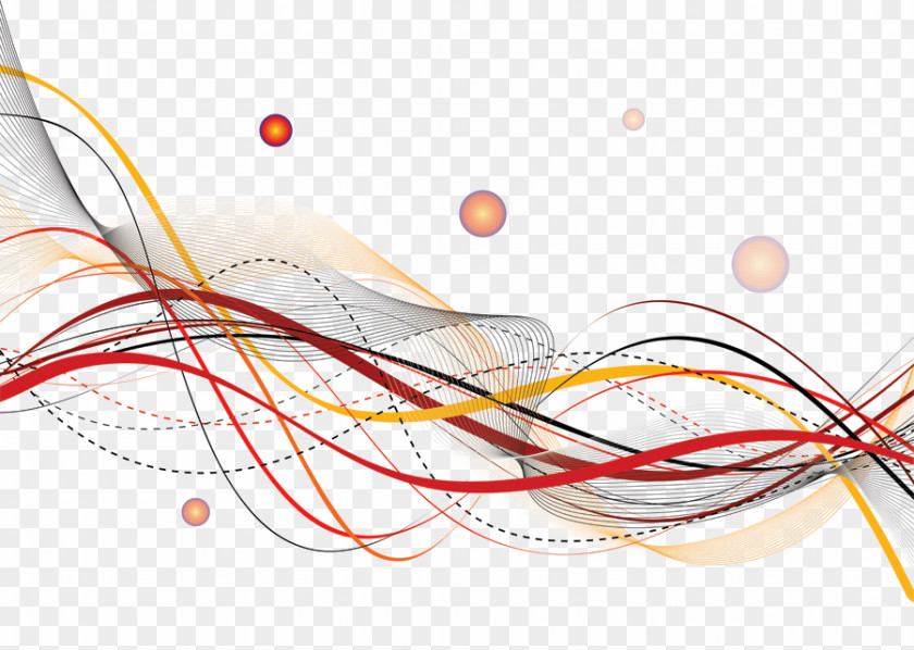 Ribbons Floating Bubbles Curve Line PNG