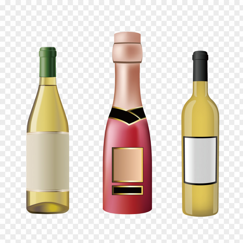 Champagne And Wine Vector Material White Red Glass Bottle PNG