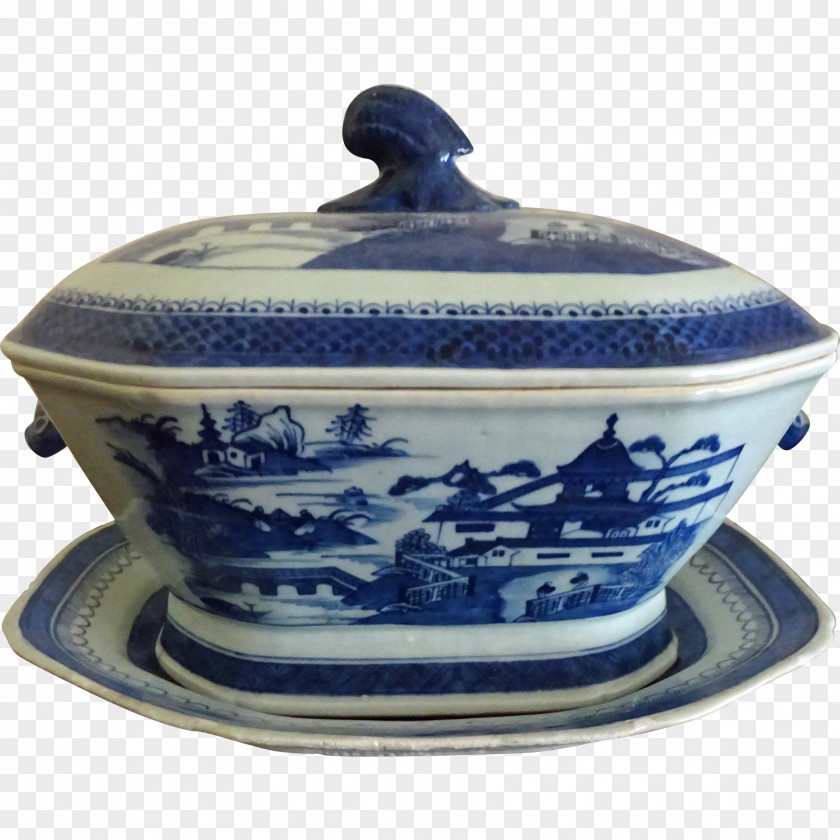 Blue And White Porcelain Bowl Tureen Pottery Ceramic Cobalt PNG