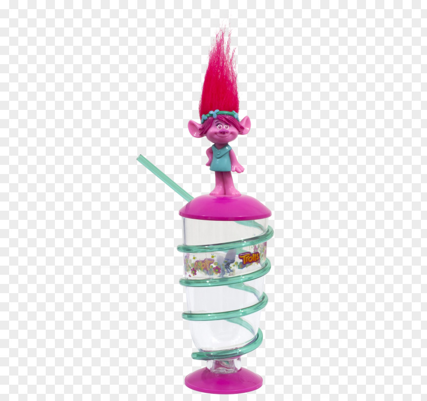 Branch From Trolls Figurine Bottle BIP Wiatrak Z Figurką 3D P12 Vaso Cana Caramelos Surtido Pink M PNG