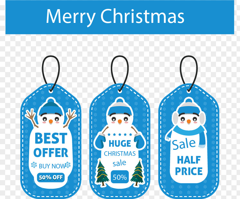 Sky Blue Snowman Discount Label Christmas PNG