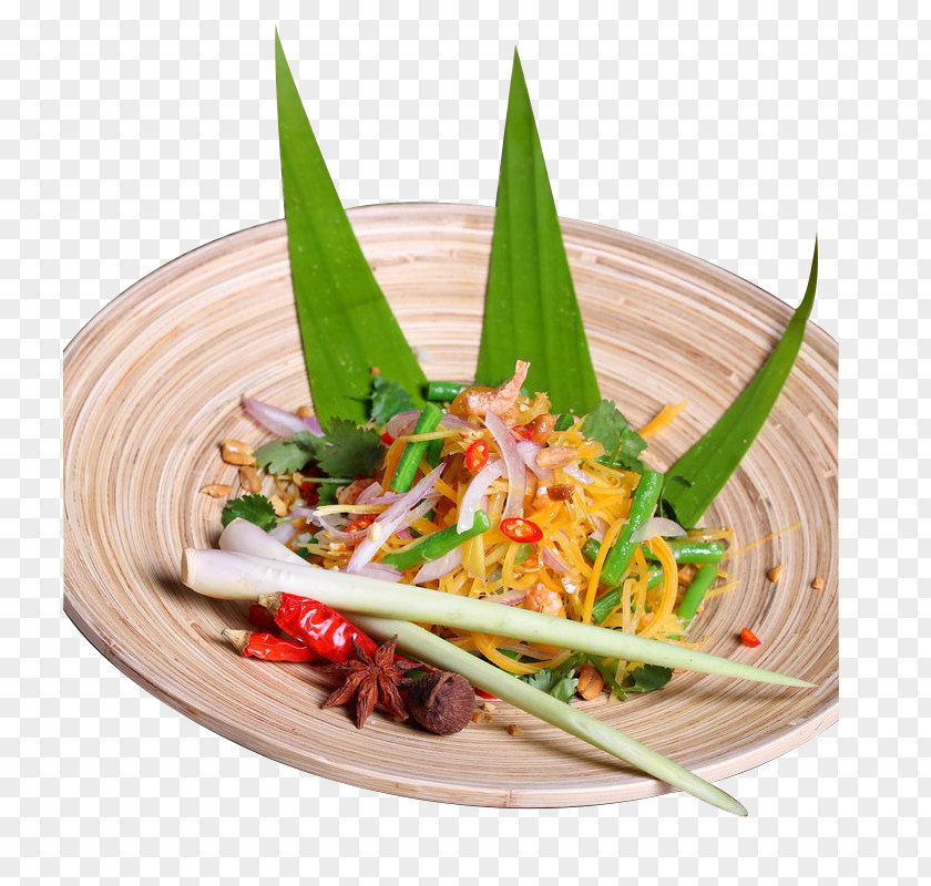 Thai Green Papaya Salad Cuisine Salads Seafood PNG