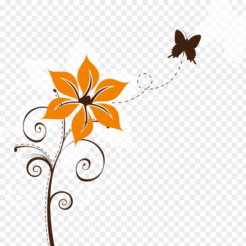 Vector Black Butterfly Flower Watercolor Painting PNG