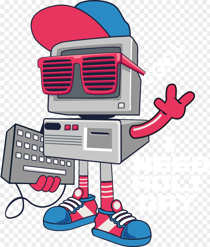 Vector Cartoon Robot Prints T-shirt Clip Art PNG