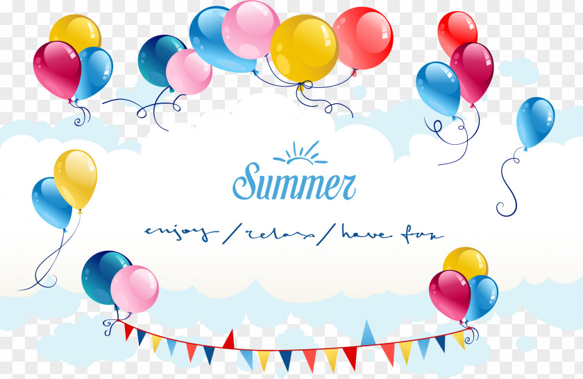 Color Summer Sky Balloon Vector Material Birthday Greeting Card Party PNG