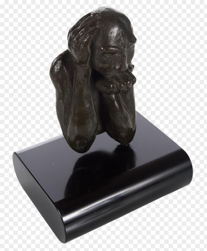 Thinking Man Statue Bronze Sculpture Bust Figurine PNG