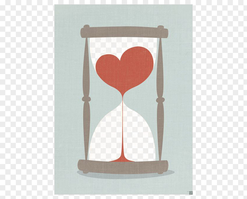 Heart-shaped Hourglass Clock Time Sand Idea PNG