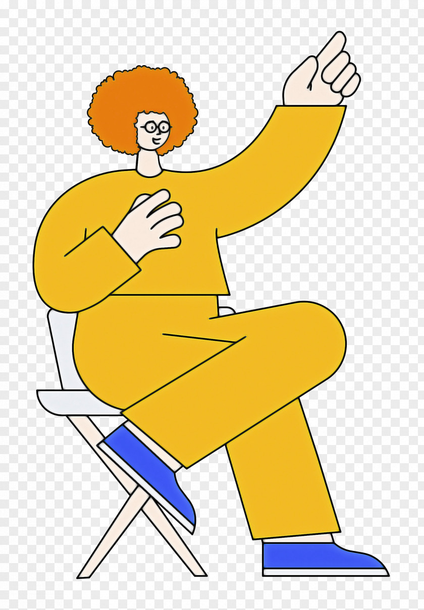 Cartoon Drawing Sitting Animation Yellow PNG