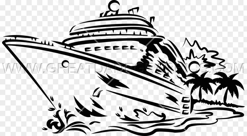 Cruise Ship Black And White Clip Art PNG