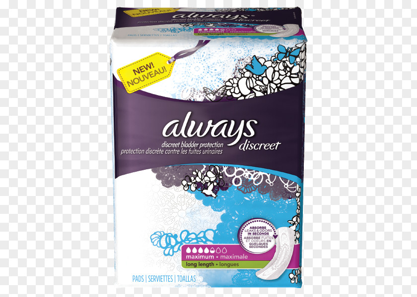 Sanitary Pads Always Incontinence Pad Urinary Feminine Supplies Napkin PNG