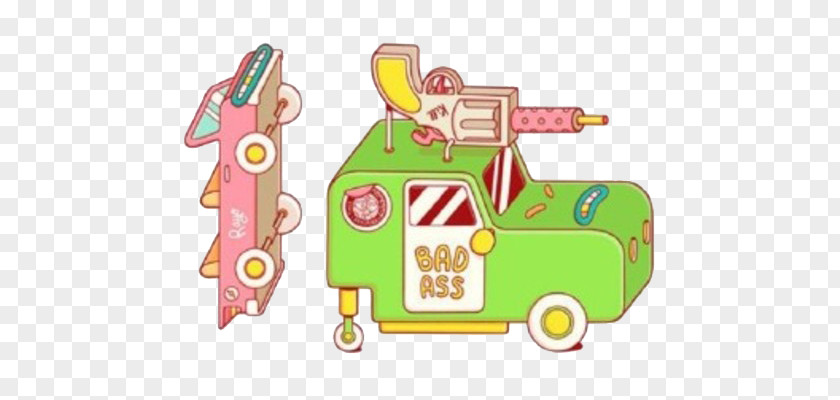 Hand-painted Candy Color Food Car Cartoon Drawing Animation PNG