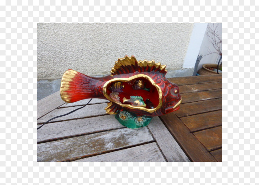 Poisson Rouge Mort Ceramic Porcelain Vallauris Lamp Nightlight PNG