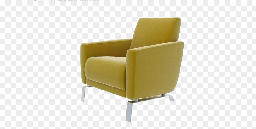 A Yellow Seat Club Chair Comfort Armrest PNG