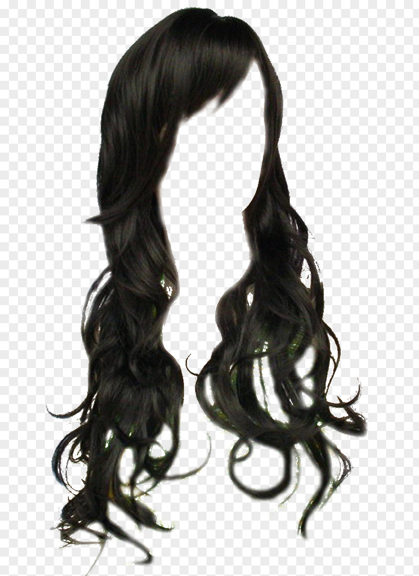 Black Hair Wig Long PNG