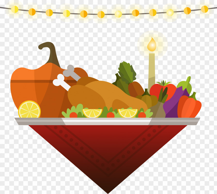 Thanksgiving Turkey And Lighting Dinner PNG