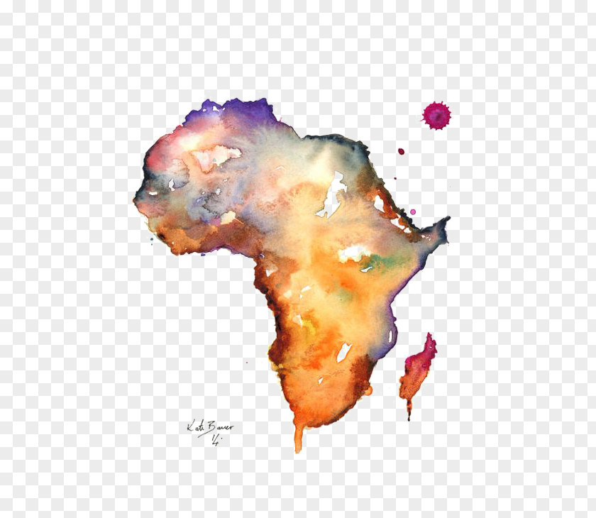 Map Of Africa The Continent Watercolor Painting PNG