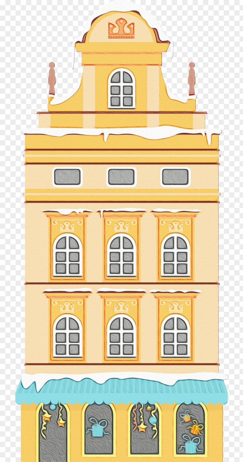 Yellow Line Facade Tower Building PNG