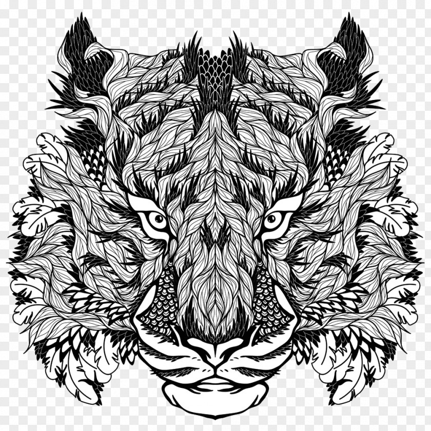 Cartoon Tiger White Euclidean Vector Tattoo Illustration PNG