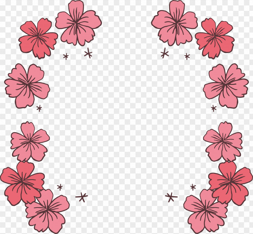 Hand Painted Pink Cherry Blossom Border Icon PNG