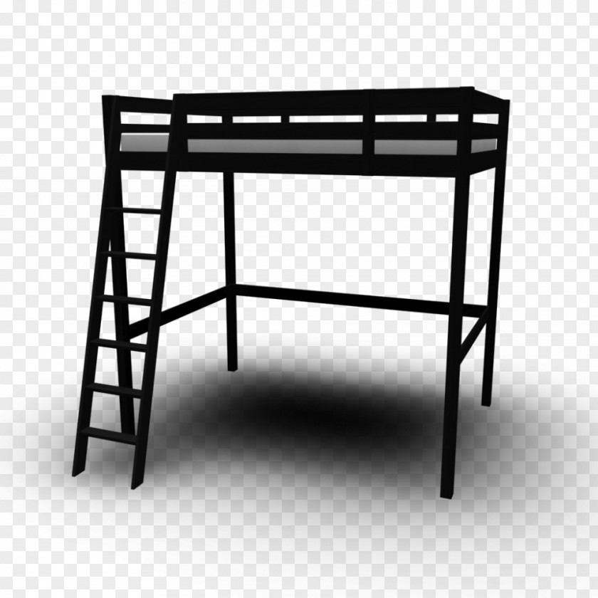 Ikea Black Frame Bed Table Bunk Furniture PNG