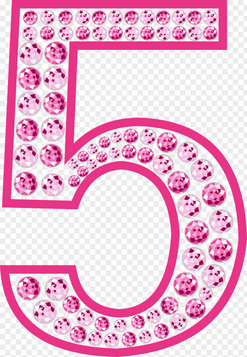 Pink Diamond Number 5 Icon PNG