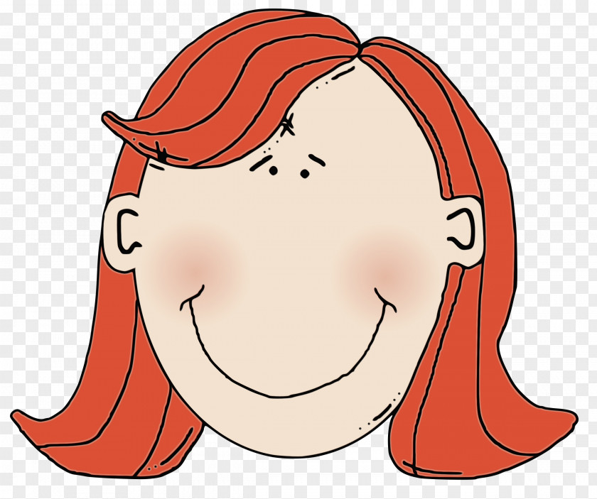 Line Art Happy Ear Cheek Red Hair Forehead PNG